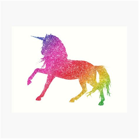 rainbow glitter sparkle unicorn art print  colorflowart redbubble