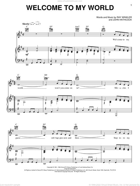 presley welcome to my world sheet music for voice piano
