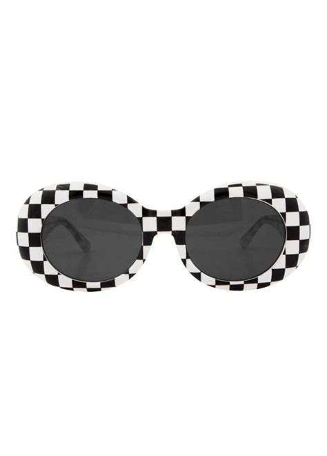 Checkerboard Oval Sunglasses Attitude Clothing