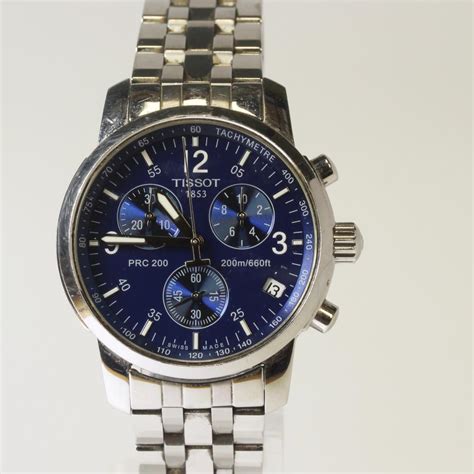 tissot prc  blue dial chronograph stainless steel