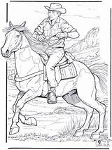 Cowboy Coloring Pages Kids Printable Western Color Coloriage Old Horse Detailed Adult Adults West sketch template
