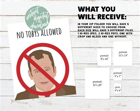 tobys allowed  office tv show printable poster  etsy