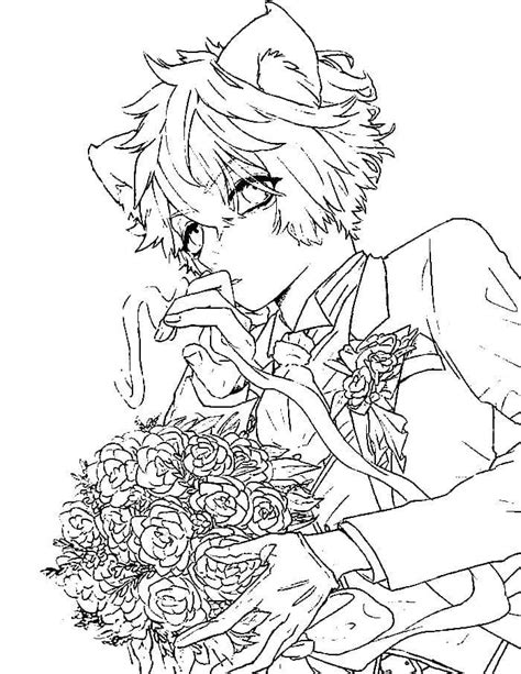 anime cat boy coloring page  printable coloring pages  kids