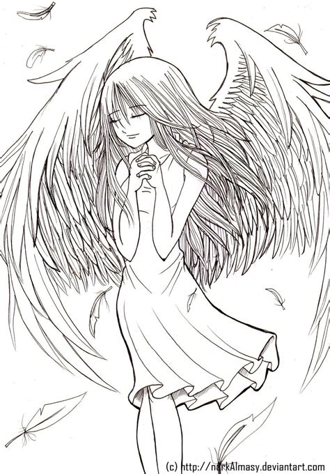 lineart fairy  narkalmasy  deviantart angel coloring pages