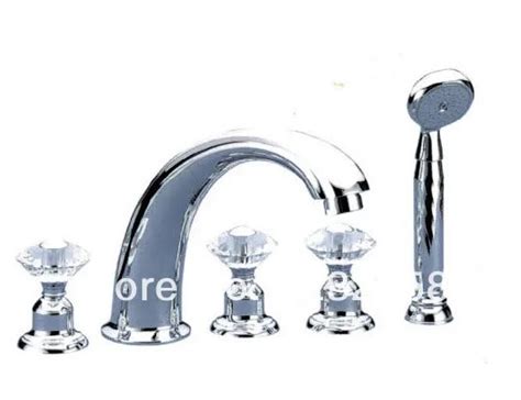shipping chrome clour widespread jacuzzi waterfall tub faucet mixer tap crystal knobs