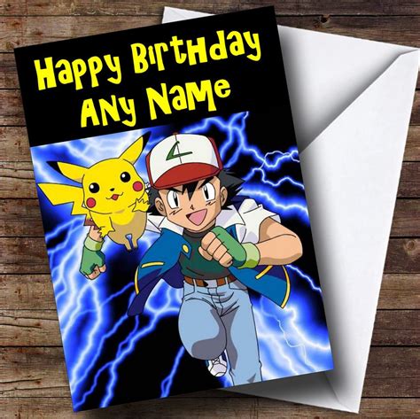pokemon personalised birthday card  card zoo
