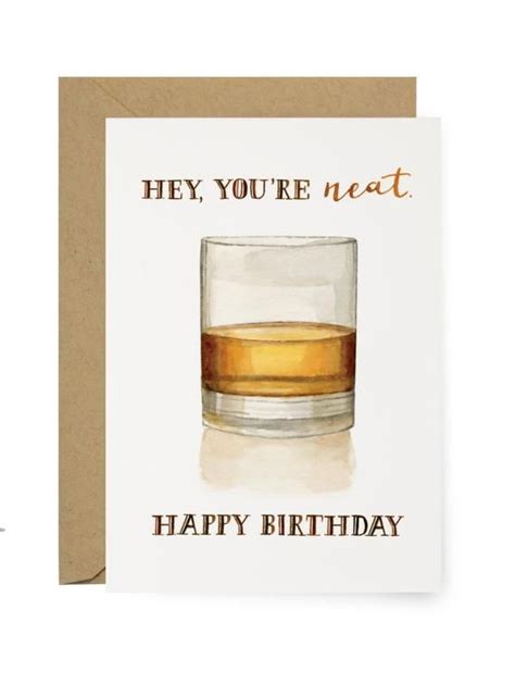youre neat whiskey card illustrated happy birthday whiskey glass