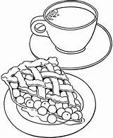 Coloring Pages Tea Cup Coffee Pie Cherry Iced Milk Mug Set Color Printable Print Drawing Getcolorings Food Getdrawings Party Colorings sketch template