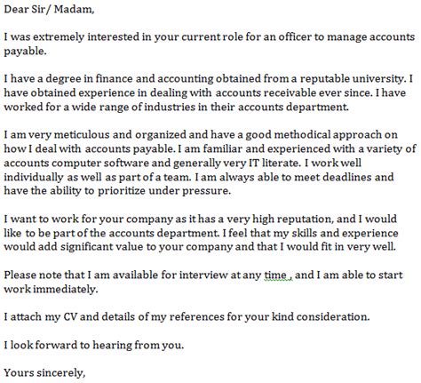 accounts payable cover letter  learnistorg