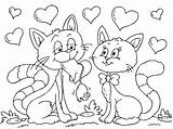 Valentijn Katten Katzen Valentin Malvorlage Gatti Valentinstag Valentino Chats Kleurplaten Herunterladen Große Abbildung Schoolplaten sketch template