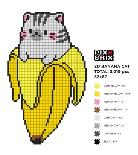 Banana Cat 2d Pixel Art Pix Brix In 2023 Pixel Art Puzzle Art Pixel