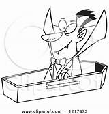 Coffin Dracula Cartoon Halloween Vampire Illustration Rising Clipart Coloring Outlined His Pages Royalty Toonaday Vector Mummy Ron Leishman Mummies Template sketch template