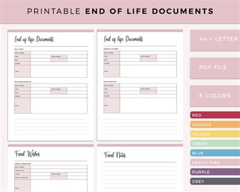 printable   life documents estate planning  etsy
