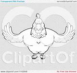 Rooster Muscular Flying Coloring Outlined Clipart Vector Cartoon Thoman Cory Template sketch template