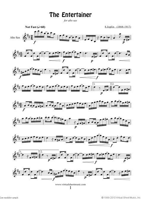 joplin  entertainer sheet   alto saxophone solo