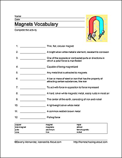 magnet worksheet  grade  lesson worksheet properties