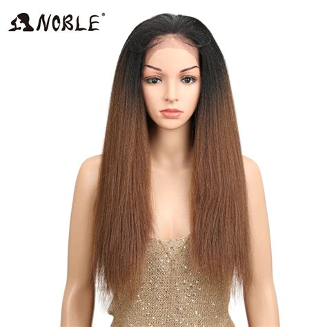 noble hair ombre 26 inch long straight synthetic hair lace front wigs