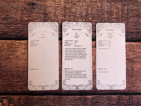 dnd printable spell cards etsy
