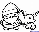 Santa Coloring Pages Easy Reindeer Rudolph Drawing Cute Colouring Draw Clipartmag Popular sketch template