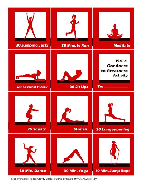 fitness gift set idea  printable workout idea cards  tots