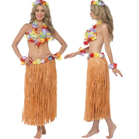 ladies hawaiian fancy dress costume mens hula summer beach