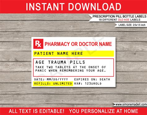 rx pill bottle label template