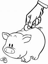 Bank Coloring Piggy Kids Money Pages Savings Learning Teach Saving sketch template