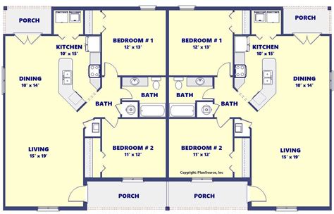 sd  bedroom  bath duplex  covered porches duplex floor plans duplex plans duplex