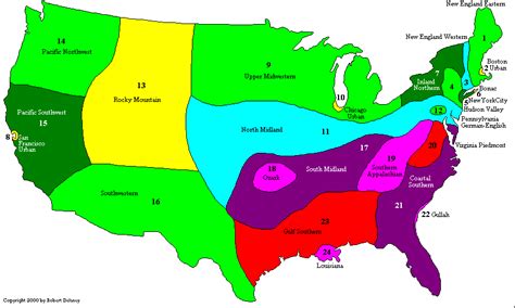 map shows  americans speak   english dialects