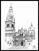 Toledo Catedral Acuarela Arquitectura sketch template