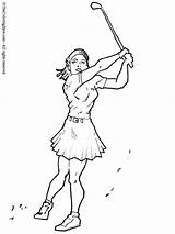 Golfer Woman Coloring Pages Colouring Kids sketch template