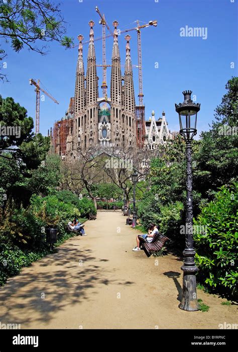 street light   park  sagrada familia barcelona spain stock photo alamy