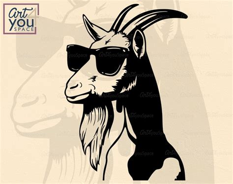 Goat With Sunglasses Svg Files For Cricut Cool Goat Head