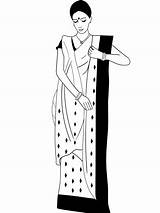 Bengali Sari Clipart Saree Step Woman Style Wear Clipground sketch template