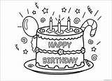 Birthday Happy Cake Pages Coloring Party Screen sketch template