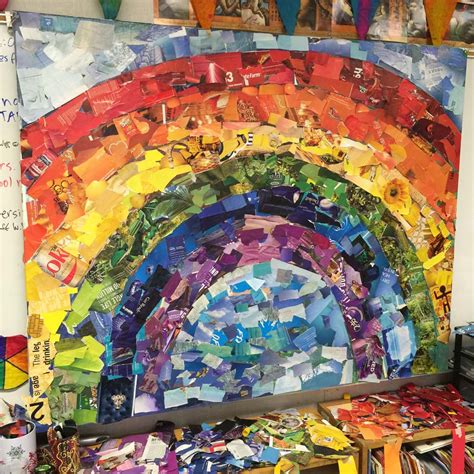 giant rainbow collage art projects  kids