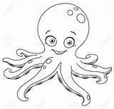 Pieuvre Coloriage Octopus Poulpe Outlined Poisson sketch template
