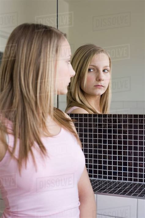 teenage girl    mirror stock photo dissolve