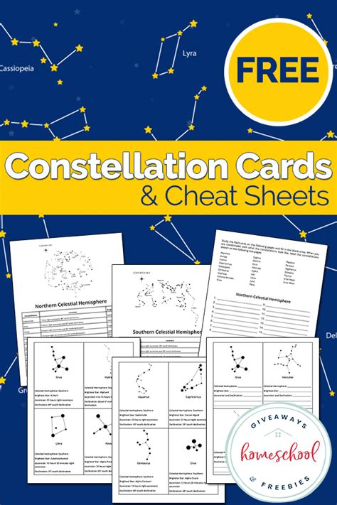 constellations cards  cheat sheets homeschool astronomy