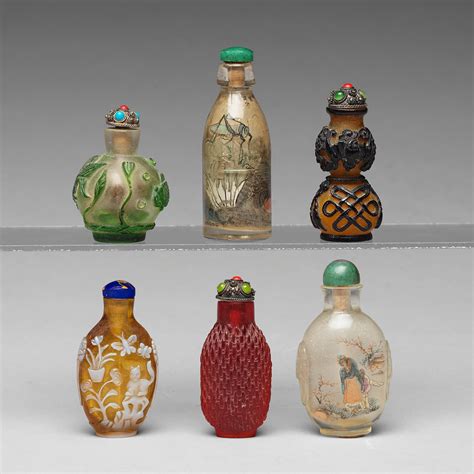 snusflaskor sex stycken glas kina sen qingdynasti resp 1900 tal