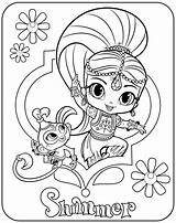 Shimmer Shine Coloring Pages Genie Sweet Monkey Pet Getcoloringpages sketch template