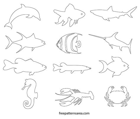 fish silhouette vectors printable templates freepatternsarea