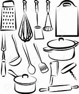 Kitchen Utensil Utensils Cooking Clipart Drawing Coloring Pages Tools Vector Cliparts Clip Illustration Stock Silhouette Drawings Printable Getdrawings Cuisine Board sketch template