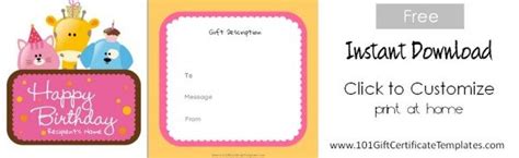 customizable birthday gift certificate template