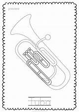 Trace Instruments Music Brass Color Visit Kids sketch template