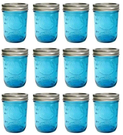 amazoncom ball mason jar  oz aqua blue glass ball collection elite