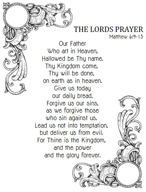 lordsprayercatholicprintableforkids  lords prayer