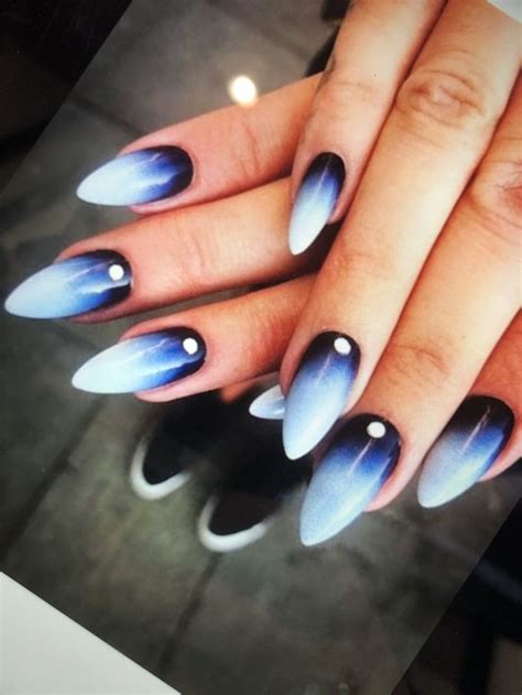 navy and light blue ombre acrylic nails in 2020 nails