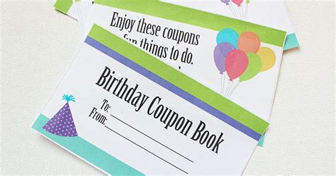 printable birthday coupon book    gift  kids sunny day family