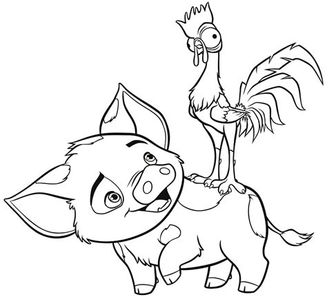 poa  hei hei moana moana coloring pages disney coloring pages